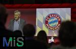12.11.2023, Fussball 1. Bundesliga 2023/2024,  FC Bayern München, Jahreshauptversammlung 2023 in der Rudi-Sedlmayer-Halle (AUDI-Dome) München.   Präsident Herbert Hainer (FC Bayern) am Rednerpult.