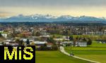 16.11.2023,  Bad Wörishofen, klare Luft im Herbst, Luftbild mit der Alpenkette im Hintergrund 