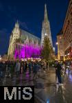 20.11.2023, Hauptstadt Wien (sterreich) erstrahlt im vorweihnachtlichem Glanz, Impressionen vom Weihnachtsmarkt am bunt beleuchteten Stephansdom.
