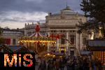 21.11.2023, sterreich, die Hauptstadt Wien. Impressionen vom Weihnachtsmarkt am Rathausplatz, hinten das Burgtheater. 