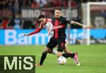 10.02.2024, Fussball 1. Bundesliga 2023/2024, 21. Spieltag, Bayer 04 Leverkusen - FC Bayern Mnchen, in der BayArena Leverkusen. (L-R) Jamal Musiala (Bayern Mnchen) gegen Robert Andrich (Bayer Leverkusen)


