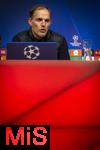 17.04.2024,  Fussball UEFA Championsleague 2023/2024: Viertelfinale,  FC Bayern Mnchen - FC Arsenal London, in der Allianz-Arena Mnchen. Trainer Thomas Tuchel (FC Bayern Mnchen) bei der Pressekonferenz nach dem Spiel.

