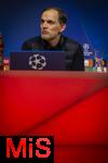 17.04.2024,  Fussball UEFA Championsleague 2023/2024: Viertelfinale,  FC Bayern Mnchen - FC Arsenal London, in der Allianz-Arena Mnchen. Trainer Thomas Tuchel (FC Bayern Mnchen) bei der Pressekonferenz nach dem Spiel.
