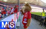 12.05.2024, Fussball 1. Bundesliga 2023/2024, 33.Spieltag, FC Bayern Mnchen - VfL Wolfsburg, in der Allianz-Arena Mnchen. Bayern-Maskottchen Berni bei den jungen Zuschauern 

