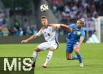 03.06.2024, Fussball, Lnderspiel, Testspiel 2023/24, Deutschland - Ukraine, im Max Morlock Stadion Nrnberg. (L-R) Joshua Kimmich (Deutschland) gegen Mykhaylo Mudryk (Ukraine)


