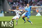 03.06.2024, Fussball, Lnderspiel, Testspiel 2023/24, Deutschland - Ukraine, im Max Morlock Stadion Nrnberg. (L-R) Joshua Kimmich (Deutschland) gegen Mykhaylo Mudryk (Ukraine)


