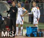 03.06.2024, Fussball Nationalteams Freundschaftsspiele 2024, Lnderspiel, Deutschland - Ukraine, im Max-Morlock-Stadion (Nrnberg).  v.li: Trainer Julian Nagelsmann (Deutschland) mit Thomas Mller (Deutschland) und Maximilian Beier (Deutschland) 