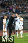 03.06.2024, Fussball, Lnderspiel, Testspiel 2023/24, Deutschland - Ukraine, im Max Morlock Stadion Nrnberg. (L-R) Joshua Kimmich (Deutschland), Bundestrainer Julian Nagelsmann (Deutschland) und Robert Andrich (Deutschland)


