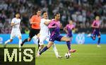 07.06.2024, Fussball, Lnderspiel, Testspiel 2023/24, Deutschland - Griechenland, im Borussia-Park Mnchengladbach. (L-R) Dimitrios Giannoulis (Griechenland) gegen Leroy Sane (Deutschland)


