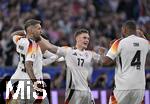 14.06.2024, Fussball UEFA EURO 2024, Vorrunde, 1.Spieltag, Erffnungsspiel Deutschland - Schottland, in der Fuball Arena Mnchen. Torjubel v.l. Jamal Musiala (Deutschland), Robert Andrich (Deutschland), Florian Wirtz (Deutschland) und Jonathan Tah (Deutschland) 