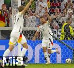 14.06.2024, Fussball UEFA EURO 2024, Vorrunde, 1.Spieltag, Erffnungsspiel Deutschland - Schottland, in der Fuball Arena Mnchen. Niclas Fllkrug (Deutschland) jubelt auf die Fans im Hintergrund 