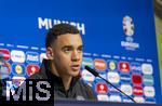 14.06.2024, Fussball UEFA EURO 2024, Vorrunde, 1.Spieltag, Erffnungsspiel Deutschland - Schottland, in der Fuball Arena Mnchen.  Pressekonferenz nach dem Spiel mit Player of the Match Jamal Musiala (Deutschland) 