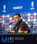 14.06.2024, Fussball UEFA EURO 2024, Vorrunde, 1.Spieltag, Erffnungsspiel Deutschland - Schottland, in der Fuball Arena Mnchen.  Pressekonferenz nach dem Spiel mit Player of the Match Jamal Musiala (Deutschland) 