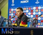 14.06.2024, Fussball UEFA EURO 2024, Vorrunde, 1.Spieltag, Erffnungsspiel Deutschland - Schottland, in der Fuball Arena Mnchen.  Pressekonferenz nach dem Spiel mit Player of the Match Jamal Musiala (Deutschland) 