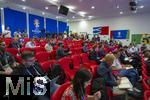 14.06.2024, Fussball UEFA EURO 2024, Vorrunde, 1.Spieltag, Erffnungsspiel Deutschland - Schottland, in der Fuball Arena Mnchen.  Pressekonferenz mit Jamal Musiala (Deutschland) im Medienraum vor versammelten Journalisten.