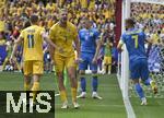 17.06.2024, Fussball UEFA EURO 2024, Vorrunde, Match 10, Rumnien - Ukraine, in der Fuball Arena Mnchen.  Radu Dragusin (Rumnien) schreit. 

