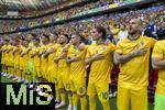 17.06.2024, Fussball UEFA EURO 2024, Vorrunde, Match 10, Rumnien - Ukraine, in der Fuball Arena Mnchen. Ersatzspieler Rumnien bei der Hymne ergriffen, Horatiu Moldovan (Rumnien), Valentin Mihaila (Rumnien), Bogdan Racovitan (Rumnien), Vasile Mogos (Rumnien), Alexandru Cicaldau (Rumnien), Ianis Hagi (Rumnien), 

