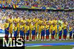 17.06.2024, Fussball UEFA EURO 2024, Vorrunde, Match 10, Rumnien - Ukraine, in der Fuball Arena Mnchen. Rumnische Mannschaft bei der Nationalhymne 

