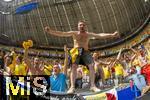 17.06.2024, Fussball UEFA EURO 2024, Vorrunde, Match 10, Rumnien - Ukraine, in der Fuball Arena Mnchen. Rumnische Fans begeistert ber den Sieg ihrer Mannschaft 

