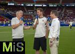 19.06.2024, Fussball UEFA EURO 2024, Vorrunde, 2.Spieltag, Deutschland - Ungarn, in der Stuttgart Arena. Nach dem Spiel, v.li: Bastian Schweinsteiger, Trainer Julian Nagelsmann (Deutschland), Alexander Bommes (ARD-TV) beim Interview.

