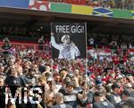 19.06.2024, Fussball UEFA EURO 2024, Vorrunde, 2.Spieltag, Deutschland - Ungarn, in der Stuttgart Arena. Ungarn-Fans mit Banner: Free Gigi (d Agostino) 

