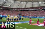 19.06.2024, Fussball UEFA EURO 2024, Vorrunde, 2.Spieltag, Deutschland - Ungarn, in der Stuttgart Arena. Stadionbersicht vor Anpfiff, Team Ungarn bei der Hymne
