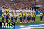 19.06.2024, Fussball UEFA EURO 2024, Vorrunde, 2.Spieltag, Deutschland - Ungarn, in der Stuttgart Arena. Stadionbersicht vor Anpfiff, Team Ungarn bei der Hymne
