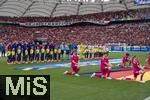 19.06.2024, Fussball UEFA EURO 2024, Vorrunde, 2.Spieltag, Deutschland - Ungarn, in der Stuttgart Arena. Stadionbersicht vor Anpfiff, Die Teams stehen zur Hymne bereit.
