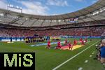 19.06.2024, Fussball UEFA EURO 2024, Vorrunde, 2.Spieltag, Deutschland - Ungarn, in der Stuttgart Arena. Stadionbersicht vor Anpfiff, Die Teams stehen zur Hymne bereit.
