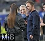 23.06.2024, Fussball UEFA EURO 2024, Vorrunde, 3.Spieltag, Deutschland - Schweiz, in der Frankfurt-Arena in Frankfurt am Main, TV Experte Bastian Schweinsteiger (Deutschland) und Trainer Julian Nagelsmann (Deutschland) scherzen mit Moderatorin Esther Sedlaczek (Deutschland)    
