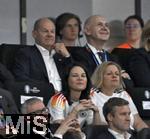 23.06.2024, Fussball UEFA EURO 2024, Vorrunde, 3.Spieltag, Deutschland - Schweiz, in der Frankfurt-Arena in Frankfurt am Main, Bundeskanzler Olaf Scholz (Deutschland), Auenministerin Annalena Baerbock (Deutschland) und Nancy Fsser (Deutschland).
