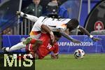 23.06.2024, Fussball UEFA EURO 2024, Vorrunde, 3.Spieltag, Deutschland - Schweiz, in der Frankfurt-Arena in Frankfurt am Main, v.l. Dan Ndoye (Schweiz) gegen Antonio Rdiger (Deutschland) 
