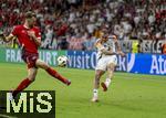 23.06.2024, Fussball UEFA EURO 2024, Vorrunde, 3.Spieltag, Schweiz - Deutschland, in der Frankfurt-Arena in Frankfurt am Main, Tor-Assist durch Flanke von David Raum (re, Deutschland) zum 1:1 Ausgleich von Niclas Fllkrug (Deutschland), li: Silvan Widmer (Schweiz)  
