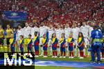 23.06.2024, Fussball UEFA EURO 2024, Vorrunde, 3.Spieltag, Schweiz - Deutschland, in der Frankfurt-Arena in Frankfurt am Main, Beide Mannschaften haben sich zur Hymne auf den Platz aufgestellt. Torwart Manuel Neuer (Deutschland), Toni Kroos (Deutschland), Antonio Rdiger (Deutschland), Kai Havertz (Deutschland), Robert Andrich (Deutschland), Jonathan Tah (Deutschland), vorne v.li: Maximilian Mittelstdt (Deutschland), Ilkay Gndogan (Deutschland), Josua Kimmich (Deutschland), Jamal Musiala (Deutschland), Florian Wirtz (Deutschland).
