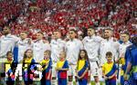 23.06.2024, Fussball UEFA EURO 2024, Vorrunde, 3.Spieltag, Schweiz - Deutschland, in der Frankfurt-Arena in Frankfurt am Main, Beide Mannschaften haben sich zur Hymne auf den Platz aufgestellt. Torwart Manuel Neuer (Deutschland), Toni Kroos (Deutschland), Antonio Rdiger (Deutschland), Kai Havertz (Deutschland), Robert Andrich (Deutschland), Jonathan Tah (Deutschland), vorne v.li: Maximilian Mittelstdt (Deutschland), Ilkay Gndogan (Deutschland), Josua Kimmich (Deutschland), Jamal Musiala (Deutschland), Florian Wirtz (Deutschland).
