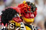 23.06.2024, Fussball UEFA EURO 2024, Vorrunde, 3.Spieltag, Schweiz - Deutschland, in der Frankfurt-Arena in Frankfurt am Main, Zwei deutsche Fans mit Gesichtsbemalung in den Landesfarben.
