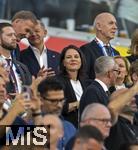 23.06.2024, Fussball UEFA EURO 2024, Vorrunde, 3.Spieltag, Schweiz - Deutschland, in der Frankfurt-Arena in Frankfurt am Main, Politiker und Sportfunktionre auf der Ehrentribne. DFB Prsident Bernd Neuendorf (Deutschland),  Bundeskanzler Olaf Scholz, Bundesaussenministerin Annalena Baerbock 
 