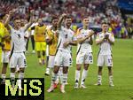 23.06.2024, Fussball UEFA EURO 2024, Vorrunde, 3.Spieltag, Schweiz - Deutschland, in der Frankfurt-Arena in Frankfurt am Main, Jubel nach dem Spiel bei der Deutschen Mannschaft hier Niclas F�llkrug (Deutschland), Nico Schlotterbeck (Deutschland), Joshua Kimmich (Deutschland), Florian Wirtz (Deutschland) 