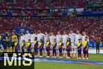 23.06.2024, Fussball UEFA EURO 2024, Vorrunde, 3.Spieltag, Schweiz - Deutschland, in der Frankfurt-Arena in Frankfurt am Main, Beide Mannschaften haben sich zur Hymne auf den Platz aufgestellt. Torwart Manuel Neuer (Deutschland), Toni Kroos (Deutschland), Antonio R�diger (Deutschland), Kai Havertz (Deutschland), Robert Andrich (Deutschland), Jonathan Tah (Deutschland), vorne v.li: Maximilian Mittelst�dt (Deutschland), Ilkay G�ndogan (Deutschland), Joshua Kimmich (Deutschland), Jamal Musiala (Deutschland), Florian Wirtz (Deutschland).