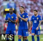 25.06.2024, Fussball UEFA EURO 2024, Vorrunde, 3.Spieltag, Frankreich - Polen, im BVB-Stadion in Dortmund, Frust nach dem Spiel bei Randal Kolo Muani (Frankreich), William Saliba (Frankreich), Theo (Frankreich) 

