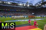 29.06.2024, Fussball UEFA EURO 2024, Achtelfinale, Deutschland - Dnemark, in der BVB-Arena Dortmund, Beide Mannschaften stehen in einer Linie zur Hymne bereit.

