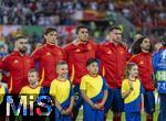 30.06.2024, Fussball UEFA EURO 2024, Achtelfinale, Spanien - Georgien, im Kln Stadion,  Spanische Spieler bei der Hymne. Pedri (Spanien), Daniel Carvajal (Spanien), Rodri (Spanien), Marc Cucurella (Spanien), Rodri (Spanien), 

