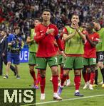 01.07.2024, Fussball UEFA EURO 2024, Achtelfinale, Portugal - Slowenien, in der Frankfurt Arena Frankfurt am Main, Schlussjubel nach dem Elfmeterschieen und dem Sieg der Portugiesen. Cristiano Ronaldo (Portugal) freut sich

