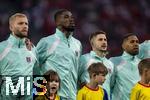 02.07.2024, Fussball UEFA EURO 2024, Achtelfinale, sterreich - Trkei, in der RB Arena Leipzig, (L-R) Konrad Laimer (sterreich), Kevin Danso (sterreich), Romano Schmid (sterreich), Philipp Mwene (sterreich)