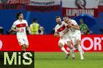 02.07.2024, Fussball UEFA EURO 2024, Achtelfinale, sterreich - Trkei, in der RB Arena Leipzig, Jubel (L-R) Ferdi Kadioglu (Trkei), Salih zcan (Trkei) und Torschtze Merih Demiral (Trkei) zum Tor zum 0:2