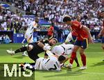 05.07.2024, Fussball UEFA EURO 2024, Viertelfinale, Spanien - Deutschland, in der Stuttgart-Arena. v.l. Torwart Simon Unai (Spanien) gegen Kai Havertz (Deutschland) 

