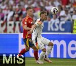 05.07.2024, Fussball UEFA EURO 2024, Viertelfinale, Spanien - Deutschland, in der Stuttgart-Arena. v.l. Dani Olmo (Spanien) gegen Josua Kimmich (Deutschland) 

