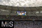 05.07.2024, Fussball UEFA EURO 2024, Viertelfinale, Spanien - Deutschland, in der Stuttgart-Arena. Enttuschung nach der Niederlage und dem Ausscheiden, Toni Kroos (Deutschland) auf der Videoleinwand 

