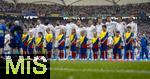 05.07.2024, Fussball UEFA EURO 2024, Viertelfinale, Spanien - Deutschland, in der Stuttgart-Arena. Die Deutschen singen die Hymne, von links:  Ilkay Gndogan (Deutschland), Torwart Manuel Neuer (Deutschland), Antonio Rdiger (Deutschland), Emre Can (Deutschland), Jonathan Tah (Deutschland), David Raum (Deutschland), Josua Kimmich (Deutschland), Toni Kroos (Deutschland), Kai Havertz (Deutschland), Jamal Musiala (Deutschland), Leroy Sane (Deutschland) 

