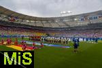 05.07.2024, Fussball UEFA EURO 2024, Viertelfinale, Spanien - Deutschland, in der Stuttgart-Arena. Die Deutschen singen die Hymne, von links:  Ilkay Gndogan (Deutschland), Torwart Manuel Neuer (Deutschland), Antonio Rdiger (Deutschland), Emre Can (Deutschland), Jonathan Tah (Deutschland), David Raum (Deutschland), Josua Kimmich (Deutschland), Toni Kroos (Deutschland), Kai Havertz (Deutschland), Jamal Musiala (Deutschland), Leroy Sane (Deutschland) 

